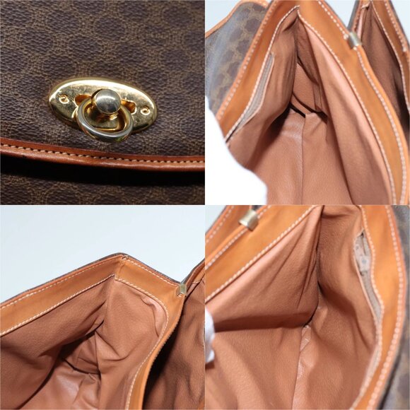 CELINE Macadam Canvas Hand Bag PVC Leather Brown Gold Auth 91294 - Picture 13 of 15